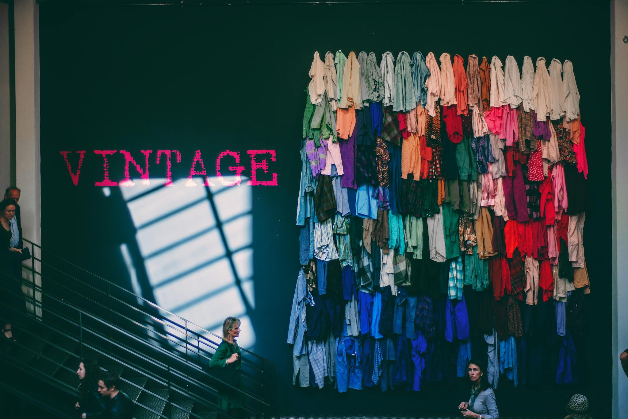 Bunch of vintage clothes on wall